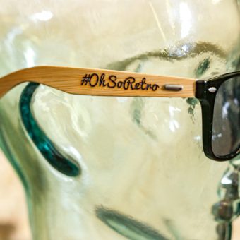 #OhSoRetro Black Lensed Bamboo Armed Sunglasses - Image 2