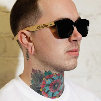 #OhSoRetro Black Lensed Bamboo Armed Sunglasses - Image 5