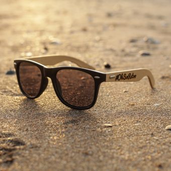 #OhSoRetro Black Lensed Bamboo Armed Sunglasses - Image 6