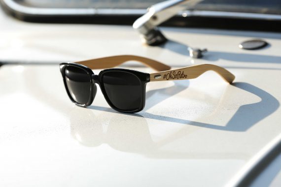 #OhSoRetro Black Lensed Bamboo Armed Sunglasses - Image 7