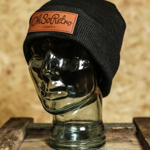 Brown Rectangle Leather Patch Beanies (Various Colours) - Image 2
