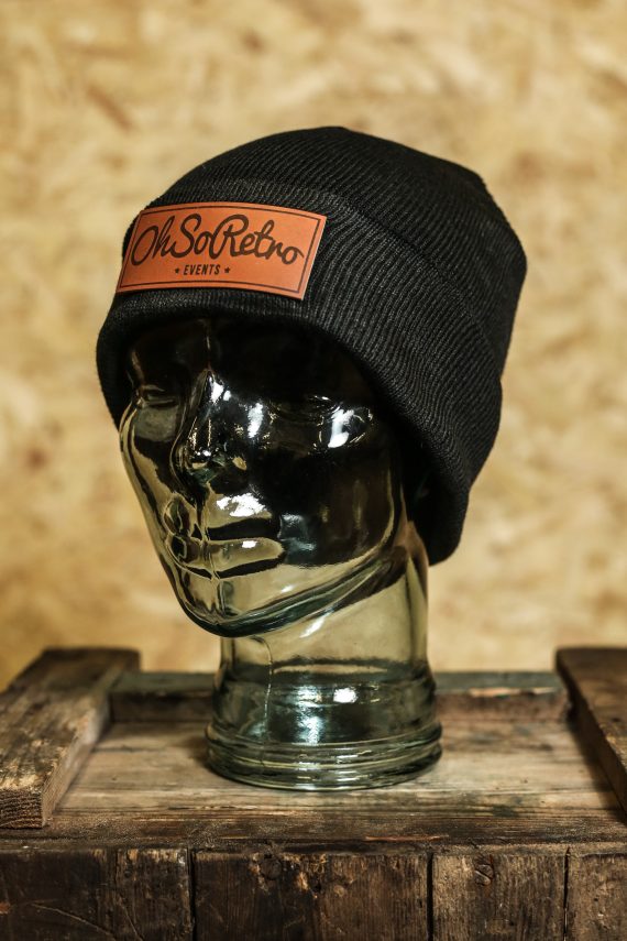 Brown Rectangle Leather Patch Beanies (Various Colours) - Image 2