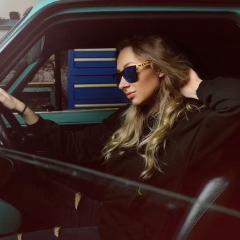 #OhSoRetro Blue Lensed Bamboo Armed Sunglasses - Image 4