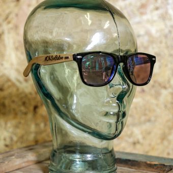 #OhSoRetro Blue Lensed Bamboo Armed Sunglasses