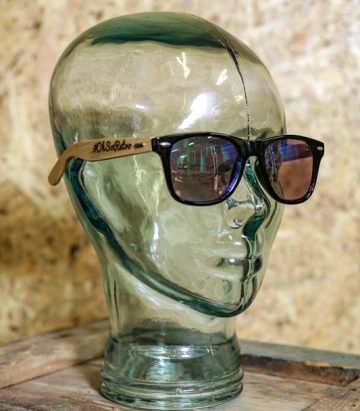 #OhSoRetro Blue Lensed Bamboo Armed Sunglasses