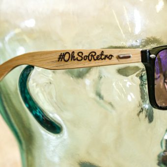 #OhSoRetro Blue Lensed Bamboo Armed Sunglasses - Image 2