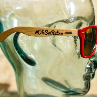 #OhSoRetro All Red Bamboo Armed Sunglasses - Image 2