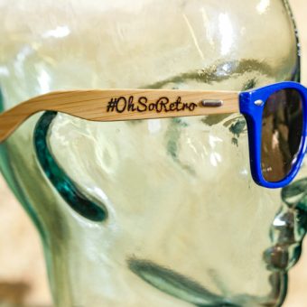 #OhSoRetro All Blue Bamboo Armed Sunglasses - Image 2