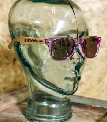 #OhSoRetro Pink Clear Bamboo Armed Sunglasses