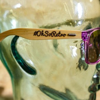 #OhSoRetro Pink Clear Bamboo Armed Sunglasses - Image 2