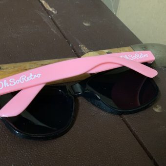 #OhSoRetro Pale Pink and Black Two Tone Plastic Sunglasses - Image 4