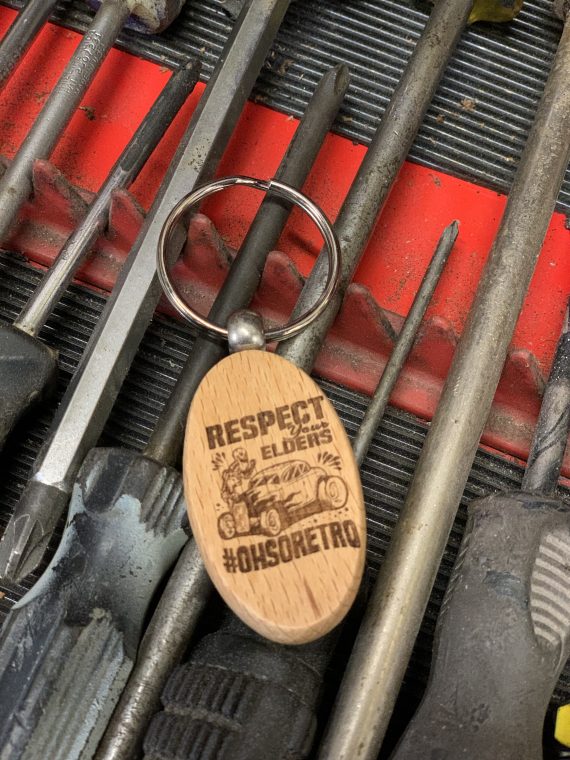 Respect Your Elders Wooden Keyring - Image 3