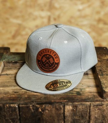 Kids Brown Leather Round Patch Snapback (Black/Grey/Pink)