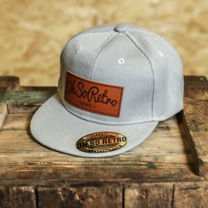 Kids Brown Leather Rectangle Patch Snapback (Black/Grey/Pink) - Image 2