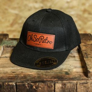 Kids Brown Leather Rectangle Patch Snapback (Black/Grey/Pink) - Image 3
