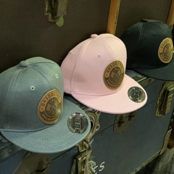 Kids Brown Leather Round Patch Snapback (Black/Grey/Pink) - Image 8