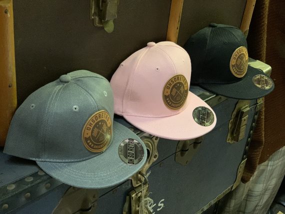 Kids Brown Leather Round Patch Snapback (Black/Grey/Pink) - Image 8
