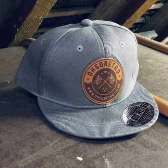 Kids Brown Leather Round Patch Snapback (Black/Grey/Pink) - Image 6