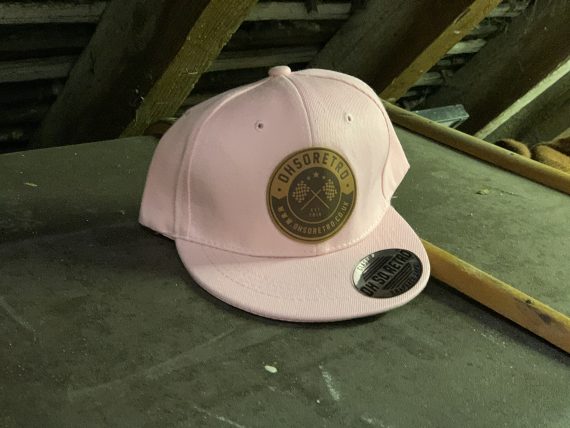 Kids Brown Leather Round Patch Snapback (Black/Grey/Pink) - Image 5