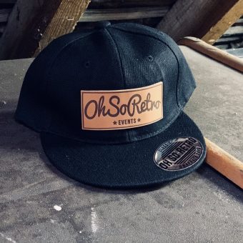 Kids Brown Leather Rectangle Patch Snapback (Black/Grey/Pink) - Image 10