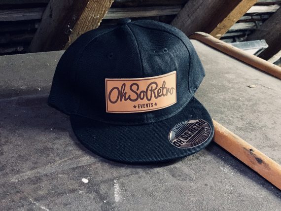 Kids Brown Leather Rectangle Patch Snapback (Black/Grey/Pink) - Image 10
