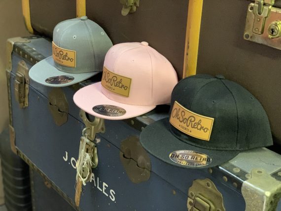 Kids Brown Leather Rectangle Patch Snapback (Black/Grey/Pink) - Image 5