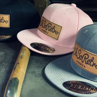 Kids Brown Leather Rectangle Patch Snapback (Black/Grey/Pink) - Image 7
