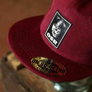 Skull Spark Plug Patch Snapback (Burgundy or Grey) - Image 2