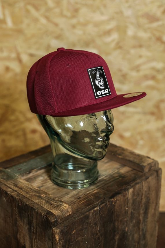 Skull Spark Plug Patch Snapback (Burgundy or Grey) - Image 3