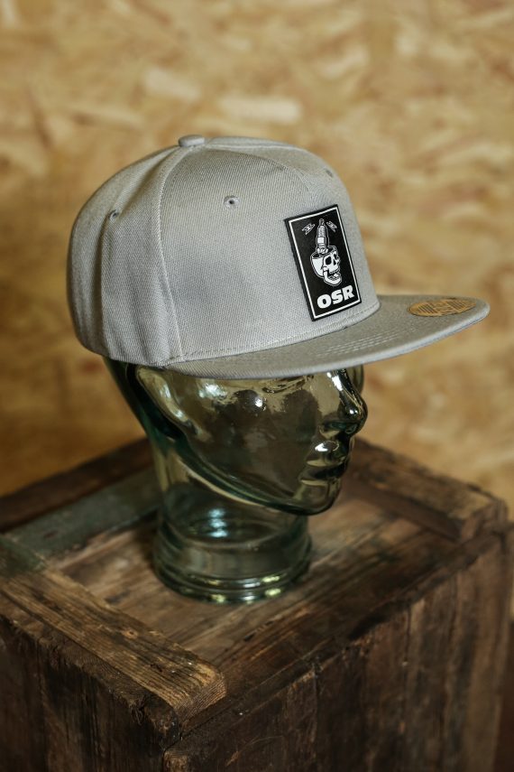 Skull Spark Plug Patch Snapback (Burgundy or Grey) - Image 4