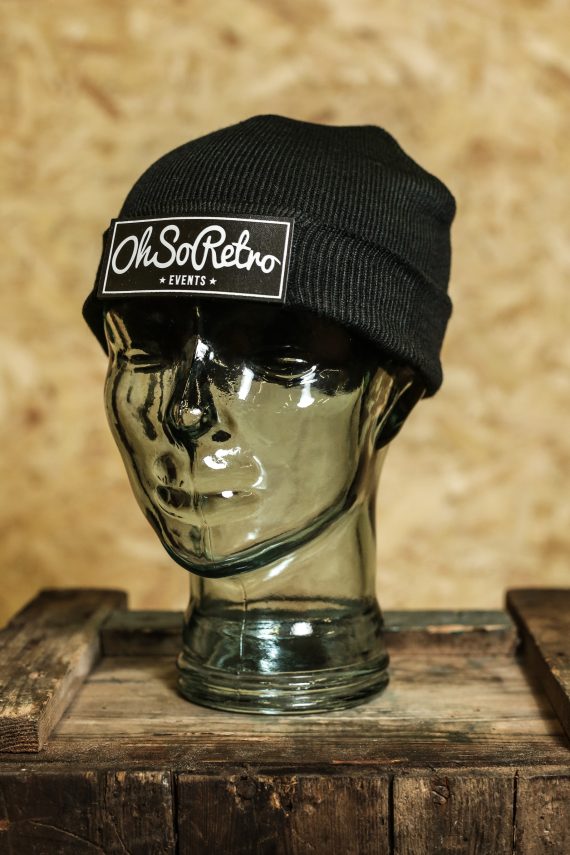 Kids Black Rectangle Leather Patch Beanie (Black or Grey) - Image 2