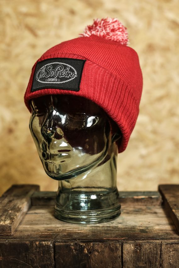 Kids Patch Bobble Hat Beanie (Red, Pink or Navy) - Image 2