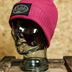 Kids Patch Bobble Hat Beanie (Red, Pink or Navy)