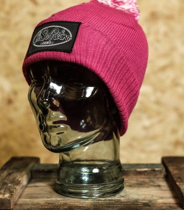 Kids Patch Bobble Hat Beanie (Red, Pink or Navy)