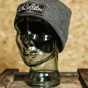Kids Black Rectangle Leather Patch Beanie (Black or Grey)