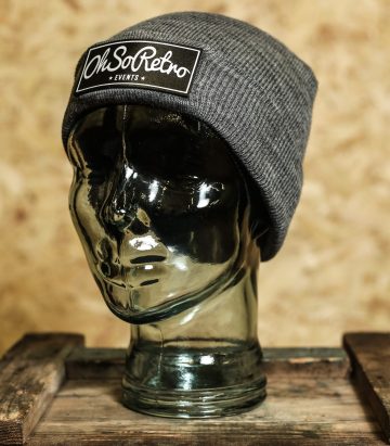 Kids Black Rectangle Leather Patch Beanie (Black or Grey)