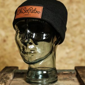 Kids Brown Rectangle Leather Patch Beanie (Blue or Grey)