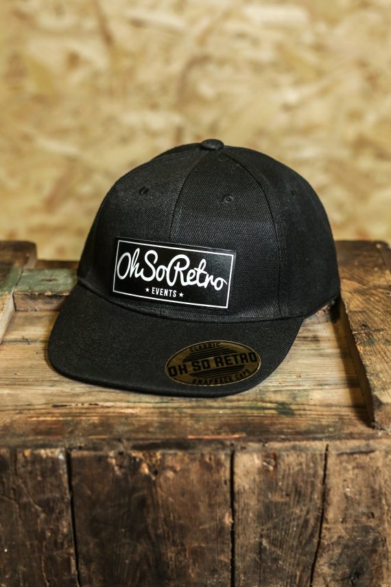 Kids Black Leather Rectangle Patch Snapback (Black/Grey/Pink)