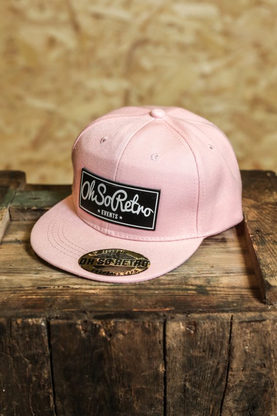 Kids Black Leather Rectangle Patch Snapback (Black/Grey/Pink) - Image 3