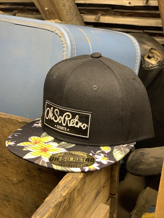 Floral Peaked Rectangle Logo Leather Patch Snapback (Red or Yellow) - Image 2