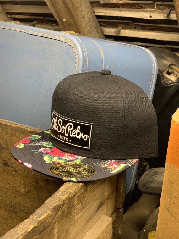 Floral Peaked Rectangle Logo Leather Patch Snapback (Red or Yellow)